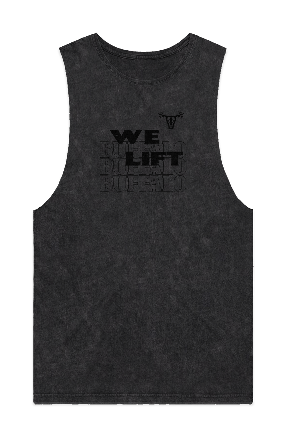 MENS WE LIFT STONE WASH TANK BLK