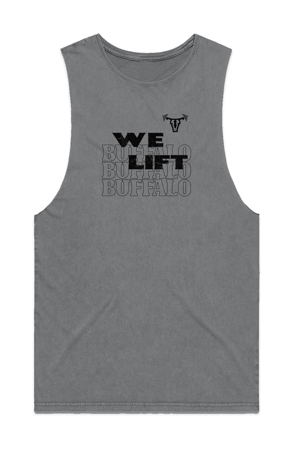 MENS WE LIFT STONE WASH TANK GREY