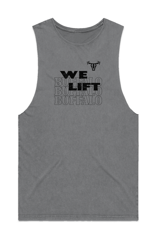 MENS WE LIFT STONE WASH TANK GREY