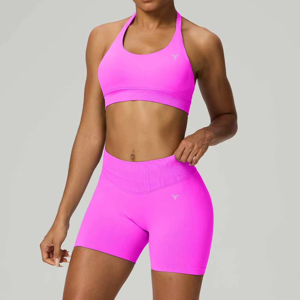 Iconic Seamless Halter Bra Bright Fuchsia