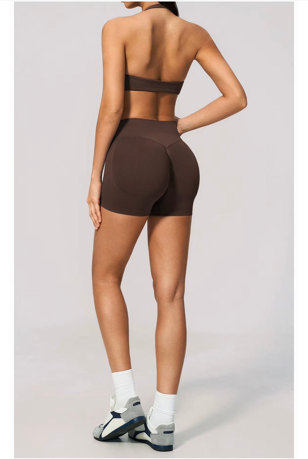 PRE-ORDER Seamless Sculpt Halter Bra Cafe