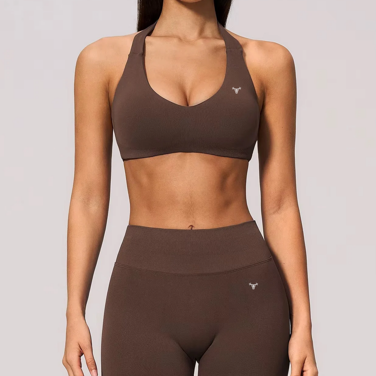 PRE-ORDER Seamless Sculpt Halter Bra Cafe
