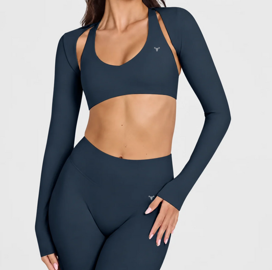 PRE-ORDER Limitless Shrug + Essential Racerback Bra Blue