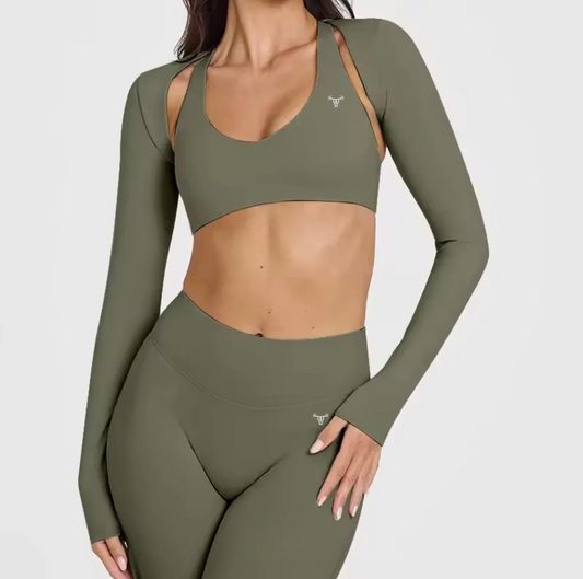 PRE-ORDER Limitless Shrug + Essential Racerback Bra Garden