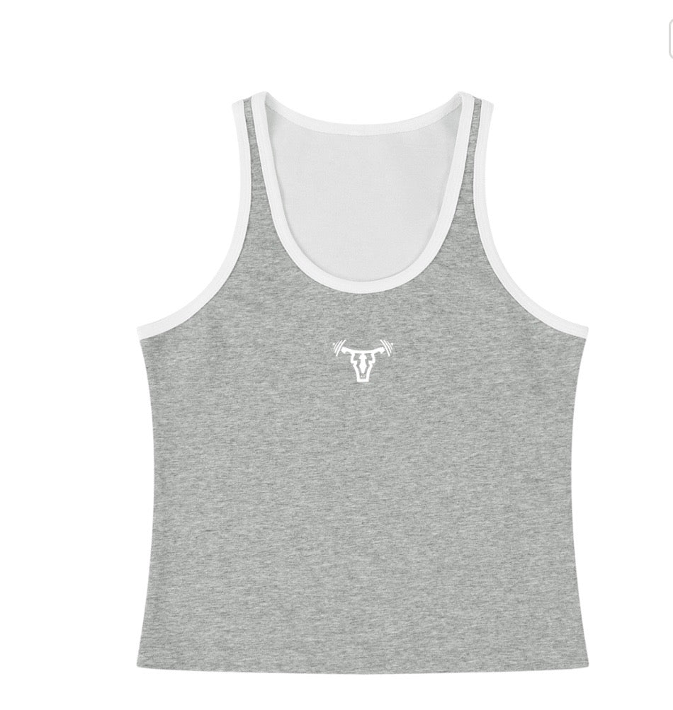 Women's Iconic Color Block Cropped Tank Top - Flower Gray