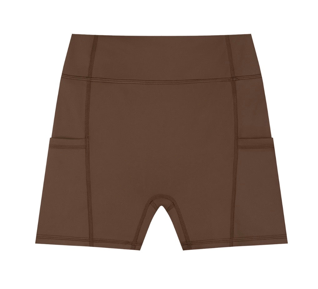 Women's High-Waisted Pocket Biker Shorts Iconic Cocoa