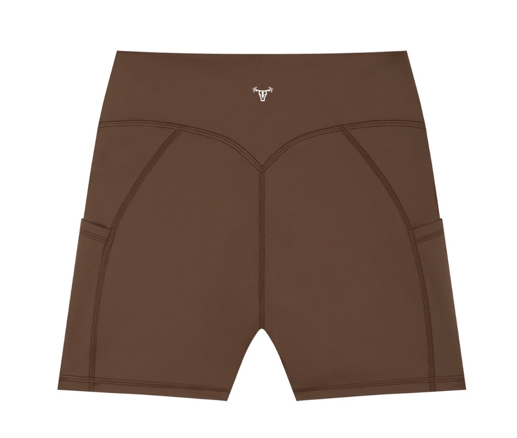 Women's High-Waisted Pocket Biker Shorts Iconic Cocoa