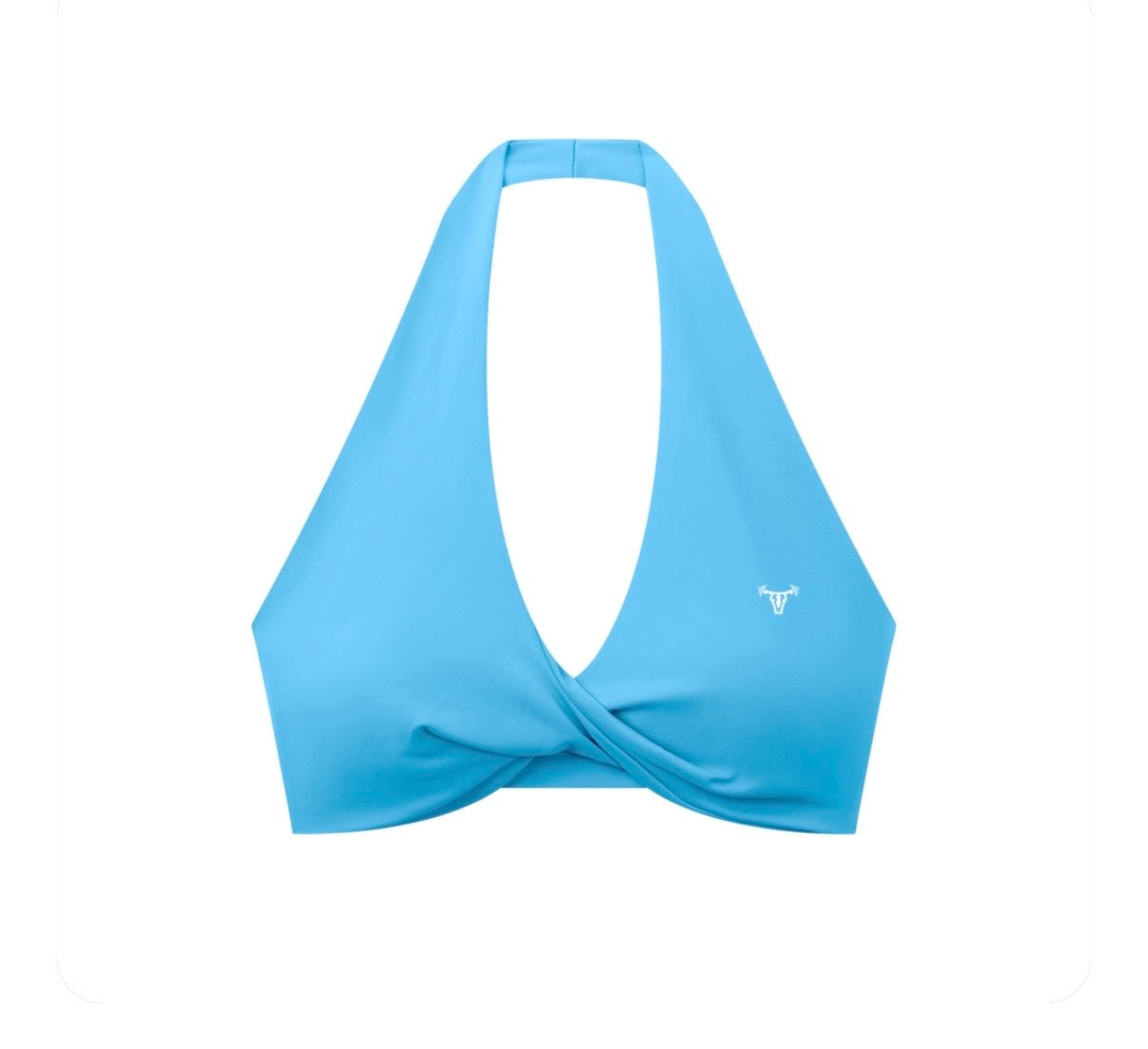 Women's Pleated Halter Iconic Sports Bra Electric Tide