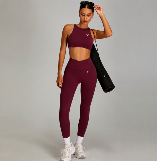 Limitless High Neck Crop Top Bordeaux