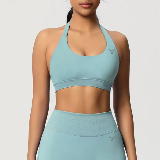 Seamless Define Iconic Halter Bra Aqua